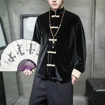 Jesenné a Zimné Pracky Kontrast Farieb Bunda pánske Čínske Oblečenie Hanfu Kung Fu Tričko Retro Tang Vyhovovali Plus Veľkosť Sako