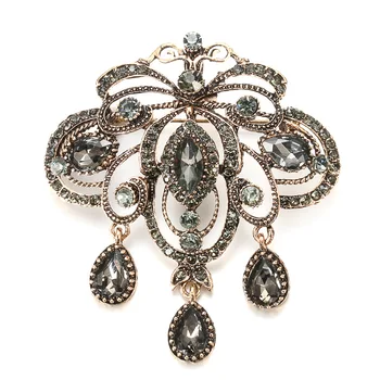 Klasický Retro Dizajn Crystal Brošňa Luxusné Slza Strapec Drahokamu Brošne Ladies Bunda, Sveter Pin Vintage Šperky Odznak