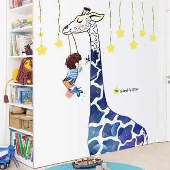 Kreatívne Žirafa Samolepky na Stenu DIY Zvierat Chlapec Dievča Detská Detská detská Izba Decor Estetické Domáce Dekorácie, Tapety Wallstickers