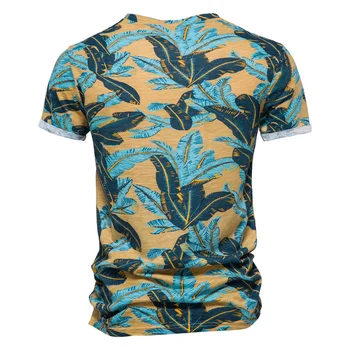 Krátky Rukáv pánske T-shirt Vytlačené 2022 Nové Čistej Bavlny pánskej Módy Havajský štýl Bežné Kvet Tričko