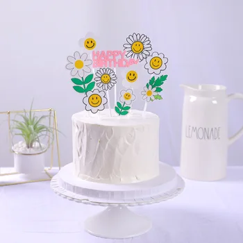 Kvety happy birthday cake vňaťou Košíčky dekorácie, doplnky daisy tortu vňaťou