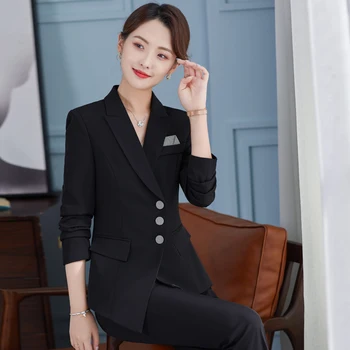 Kórejský jeseň oblek veľkosť balíka office ženy business úradnícky formálne šaty profesionálny šaty pracovný odev červenej farby + nohavice