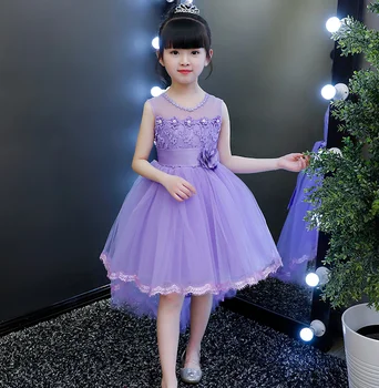 Letné dievčenské šaty Princezná Šaty načechraný gázy detské šaty, letné šaty 2020 dievčatko zahraničnej sukne štýl fialová
