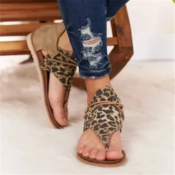 Letné Ženy Popruh Sandále dámske Bytov Otvorené Prst Leopard Ležérne Topánky Ríme Plus Veľkosť 36-43 Remeň Sexy Dámy