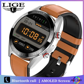 LIGE Mužov Smart Hodinky AMOLED 454*454 Obrazovke Bluetooth Hovor Sledovať Hudbu Skladovanie Prehrávanie Fitness Smart Hodiny Mužov Smartwatch