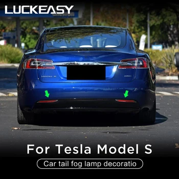 LUCKEASY chvost hmlové svetlo dekoračné kryt pre Tesla Model S 2017-2022 ABS Plast Auto Chvost Hmlové Svetlo Lampy Dekorácie 2ks/set