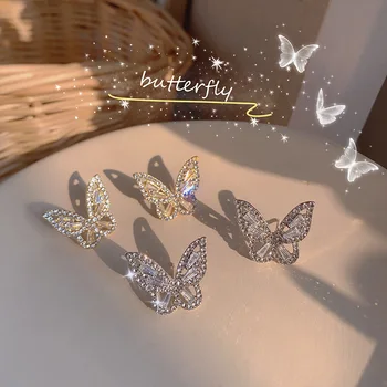 Luxusné Duté Motýľ Náušnice Bling Crystal Žiarivý Zirkón Stud Náušnice Svadobné Ženy Módne Šperky Patry Príslušenstvo Darček
