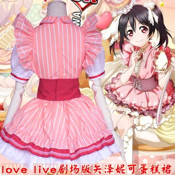 Láska Live Anime Cosplay Yazawa Nico Halloween Party žena Lolita princezná Cake ružové šaty nastaviť Cosplay Kostým