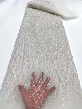Mccarthy Sequin Afriky Francúzsky Čistý Čipky Textílie 2022 Vysoko Kvalitného Tylu Oka Čipky Svadobné Nigérijský Svadobné Šaty Čipky Pre Ženy