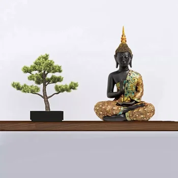 Mini Sochu Budhu V Thajsku Socha Budhu Zelená Živice Ručné Budhizmus Hinduistickej Fengshui Figúrka Meditácie Domova