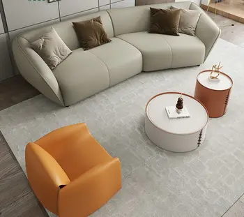 Moderný luxusný kožený gauč taliansky štýl špeciálne tvarované jednoduchá obývacia izba Nordic gauč