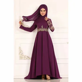 Moslimské Oblečenie Pre Ženy, Ušľachtilý Abaya Dubaj Turecko Islam Oblečenie Na Blízkom Východe Islamskej Arabských Kaftany O-Krku Čipky Tlač Župan