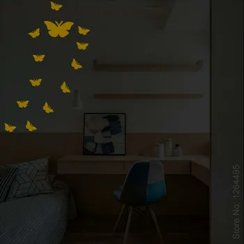 Motýľ Nálepky Svietiť v Tme Motýle Samolepky na Stenu Miestnosti, Deti Chlapec, Dievča, Spálne, obývaciu izbu, TV joj, Dekor Nálepky