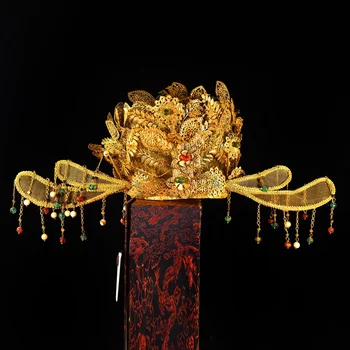 MOZART Poklad Bronzové Pozlátené Tang Cisárovná Korunka 65 cm Dlhé Čínskej Tradičnej Štýl, Starožitnosti, Umelecké Darčeky Remeslá
