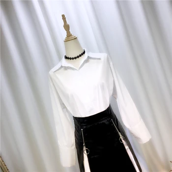 Módny Dizajn Ženy Šaty Nastaví Na Jeseň Nové Biele Košele A Vysoký Pás Zips Pu Kožené Sukne Márie Oblečenie Vyhovuje