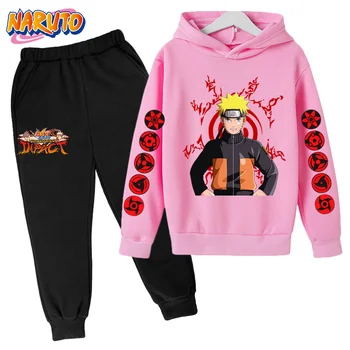 Naruto Hoodie Nastaviť Deti, Oblečenie pre Chlapcov, Baby, Dievčatá Oblečenie s Kapucňou Bežné Svetre Deti Kapucí Oblečenie+nohavice 2ks