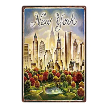 New york Tin Prihlásiť umelecké dekorácie,ročník hliníkové retro kovové prihlásiť