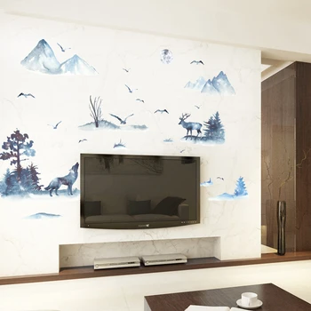 Nordic Štýl elk Tapety obývacia izba gauč TV joj, dekorácie PVC samolepky na stenu