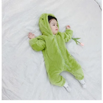 Novorodenca Coral fleece Oblečenie Chlapci Dievčatá Jeseň Zahustiť Remienky Dieťa Dieťa Cartoon Jumpsuit Domov Horolezecké Oblečenie, Pyžamá