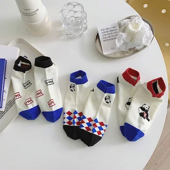 Nové Kawaii Panda Bear Krátke Ponožky Bavlna Harajuku Žena Lete Tenké Módne Japonský Originál College Štýl Tlače Ženy Ponožky
