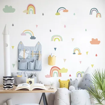 Nové Kreslené Rainbow Cloud Stenu, Nálepky DIY Samolepky pre Deti Izby, Spálne, nástenná maľba Domov Obtlačky Škôlky Zmes Tapety