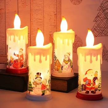 Nové Vianočné Dekorácie Sviečkach Led Simulácia Plameň Sviečky Santa Claus Snehuliak Dekorácie Nočné Svetlo Ploche Ozdoby