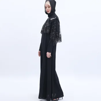 Nový Moslimský Dvoch-Dielny Dubaj Sequin Vyšívané Dlhé Šaty Plášť Žien Dlhým Rukávom Šaty