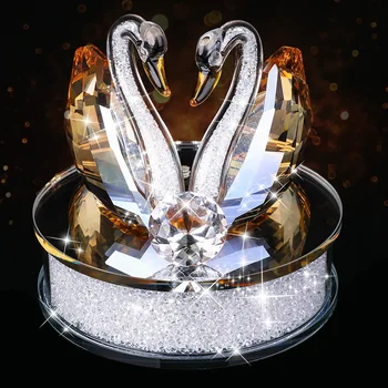 Nádherné Ručne Crystal Swan Crystal Zvieracie Figúrky, Sklenené Auto Ornament Pár Labutí so stojanom Domova Vianočný Darček