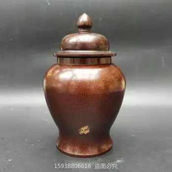 Nádherné Starožitné Čistej Medi Dot Zlato Xuan Štýl Univerzálny Čaj Skladovanie Jar Ornament