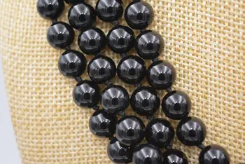 Ohromujúci celkom 4 riadky prírodné 8 mm black onyx korálky náhrdelník