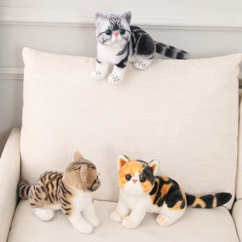 Roztomilý Realisticky Siamské Mačky Plyšové Hračky Simulácia Plnené Americký Krátkosrstá Kitty Bábika Pet Home Decor Dievčatá, Deti Narodeninám