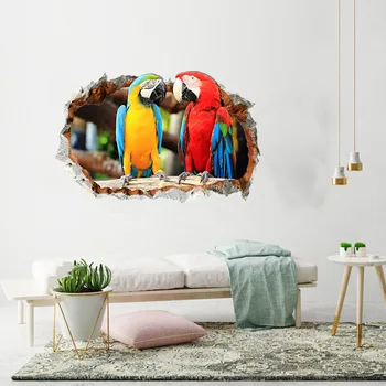 Samolepky na stenu 3D Papagáj Dekoratívne Maľby, Spálne, Obývacia Izba TV Nálepky nástenná maľba Roztomilý Tapety