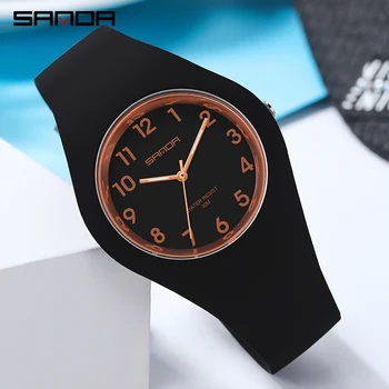 SANDA Dámske Hodinky Jednoduché Módy Ženy, Luxusné Značky Nepremokavé Quartz Hodinky Ultra-tenký Dizajn Dámske náramkové hodinky Reloj mujer