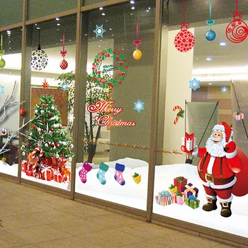 Santa Claus Samolepky Na Stenu Diy Prenosné Okno Kotúča, Vianočné Tému Veselé Vianoce Snowflake Okno Nálepky Для Кухни #8
