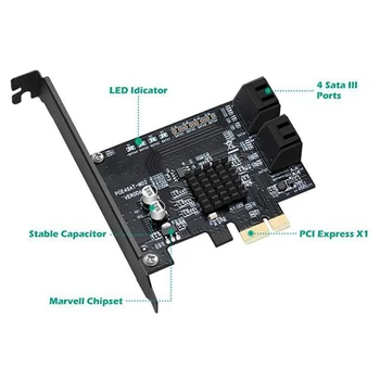 SATA PCI-E4 Porty Rozširujúca Karta Sata Controller Karty PCI Na SATA 3.0 88SE9215 Rozšírené IPFS Pevného Disku, Raid Karty
