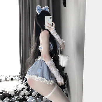 Sexy Anime Cosplay Kostýmy Kawaii Modrá Sexy Slúžka Oblečenie pre Ženy Bikiny pre Ženy, Modrá Biele Námorník Školské Dievča Oblečenie