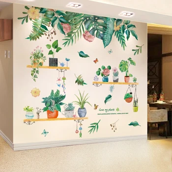 [SHIJUEHEZI] Črepníkové Rastliny Samolepky na Stenu DIY Zelené Listy Stenu pre Dom, Obývacej Izby, Spálne, Kuchyne, Škôlky, Dekorácie