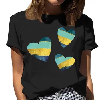 Srdce Grafické Tlače Ženský Populárne Krátky Rukáv T-Shirt Ženy O-Neck Tričko Oblečenie Pre Ženy Vlastné T-Shirt Ladies T-Shirt