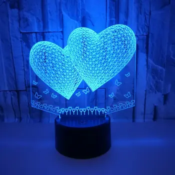Srdce Láska 3D Led Nočné Svetlo pre Domáce Dekorácie, Farby, Farby Dotykový Snímač Nočného Cool Darček k Narodeninám Tabuľka 3D Lampa
