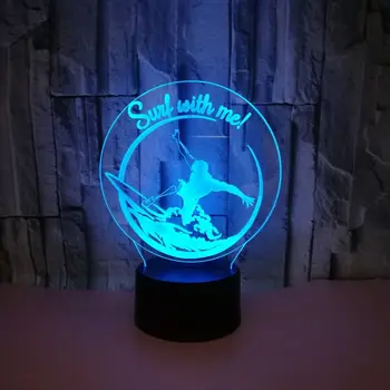 Surfovanie Športové 3D Lampa LED Nočné Svetlo USB Touch stolná Lampa Dekorácie, Party Dovolenku Vnútorné Osvetlenie Lampy Obrázok