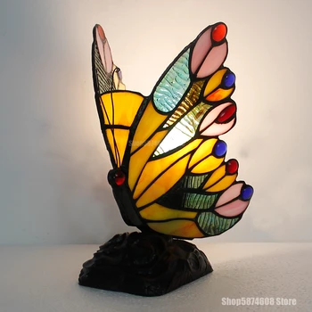 Tiffany Sklo Motýľ Stolové Lampy pre Obývacia Izba, Spálňa, Nočné Lampy Moderné LED domov deco kuchyňa, Jedáleň Svietidlá
