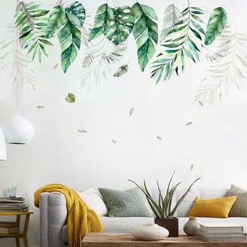 Tropickej vegetácie veľké listy Nálepky na Stenu, tapety Obývacia izba gauč pozadí nástenná maľba domáce dekorácie Umenie Vymeniteľné samolepky