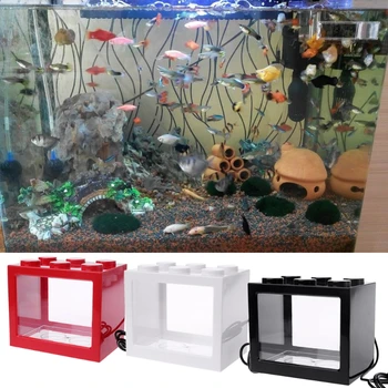 USB Mini Akvárium akvárium S LED Lampou Svetlo Betta Ryby Boj Valec ryby akvarijné nádrž