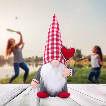 Valentín Bábika Okrasné Príjemné na Dotyk Červené Biele Domáce Dekorácie Trpaslíci Oblečenie pre Bábiku Anonymný Gnome Bábika