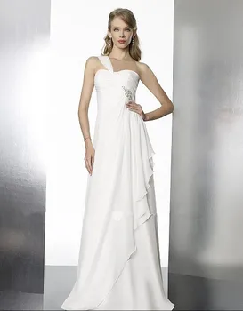 Vestido de noiva 2018 nový dizajn hot vlastná veľkosť/farbu Gréckej šifón korálkové jeden ramenné svadobné šaty šaty bridesmaid