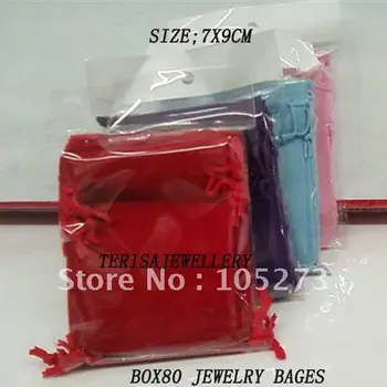 Veľkoobchod Velvet šperky, darčekové tašky, sáčky balenie vrece darčeková taška veľkosť:7x9cm.mieša farby 100ks/veľa doprava zadarmo Box080