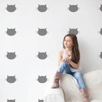 Vymeniteľné Obtlačky 20 ks sada Vtipné Mačku Tvár Samolepky na Stenu Miestnosti, Deti Vinyl na Stenu Odtlačkový Domova Obývacia Izba DIY Wall Art ZA774