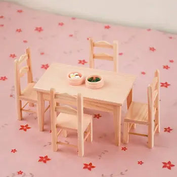 Vysoká Kvalita 1/12 domček pre bábiky Mini Miniatúrne Simulácia stolička, Stôl Nábytok, Hračky, Drevený Stôl Doll House Decoration