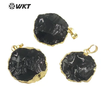 WT-P1743 2021Fashion Čierna Obsidián prívesok prírodné módne šperky tajomný čierny prívesok luxusný kamenný jemné šperky ako darček