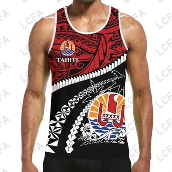 Zbrusu nový tahitian vest pánske 3d black vzorované tričko resort vesta fitness streetwear polynézskej tribal vesta úplne nové